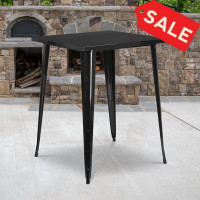 Flash Furniture CH-51040-40-BK-GG 31.5" Square Bar Height Black Metal Indoor-Outdoor Table